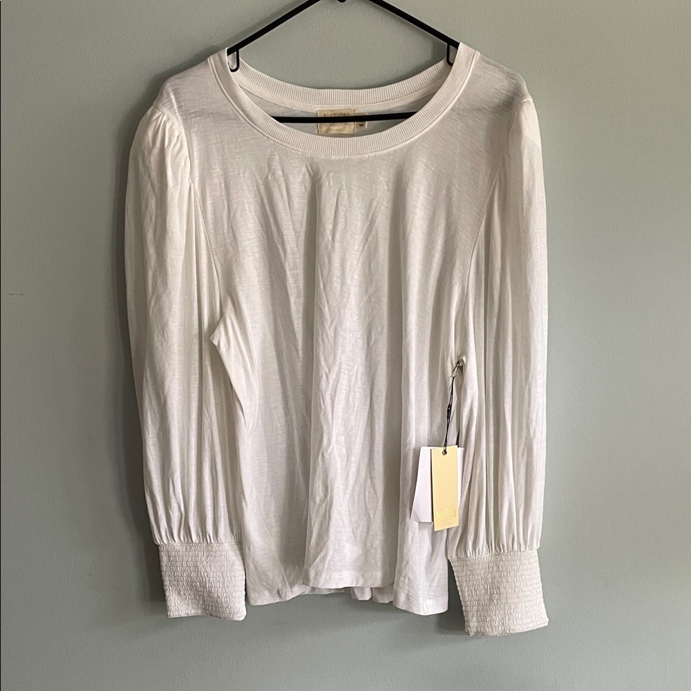 Nation LTD White Long-Sleeve Top with Smocked Cuffs - Picture 5 of 7